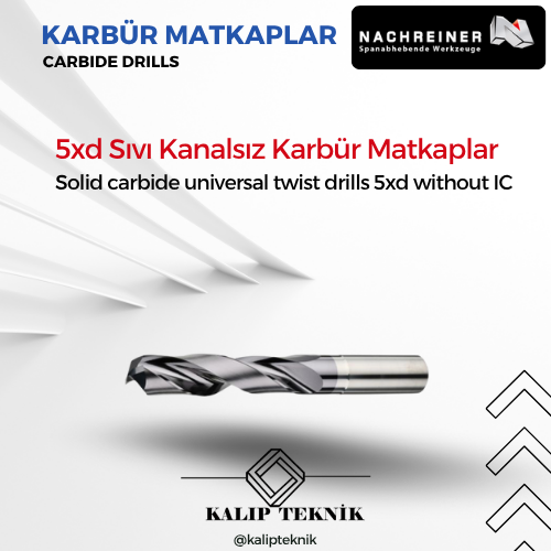 5xD Sıvı Kanalsız Karbür Matkaplar